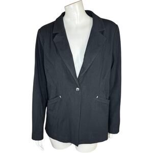 Women with Control Black Cotton Jersey Blazer Medium NWOT Stretch Lined Polished